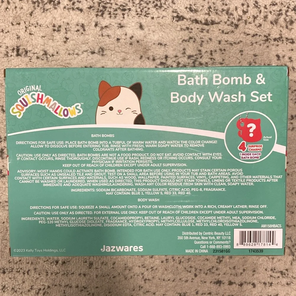 Squishmallow bath bomb and body wash set.**new in box**